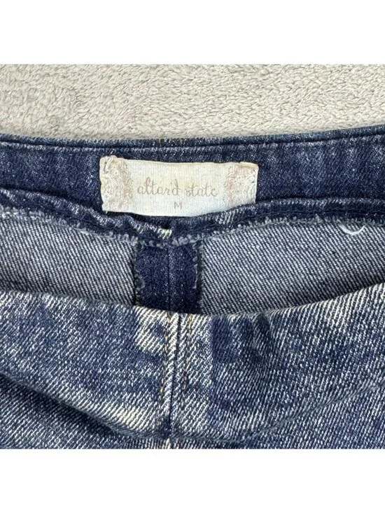 Y2K Grunge Altar'd State Denim Mini Skirt Sz Medium High Rise Fitted Jean Skirt - Picture 6 of 9